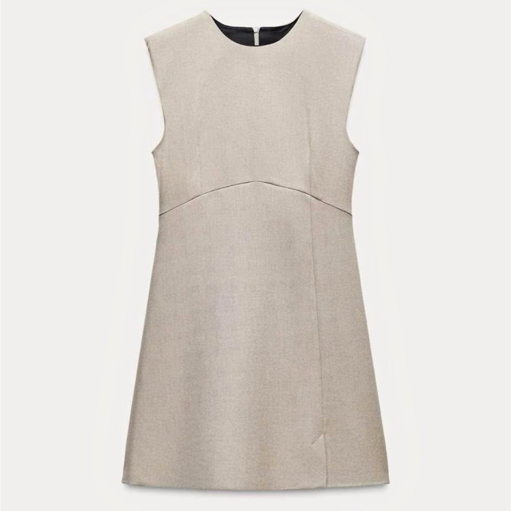 Zara Shimmering Gray Sleeveless Mini Dress